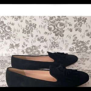 J Crew suede fringe loafer with tassels